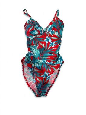 Merona Red Tropical Floral One-Piece Swimsuit